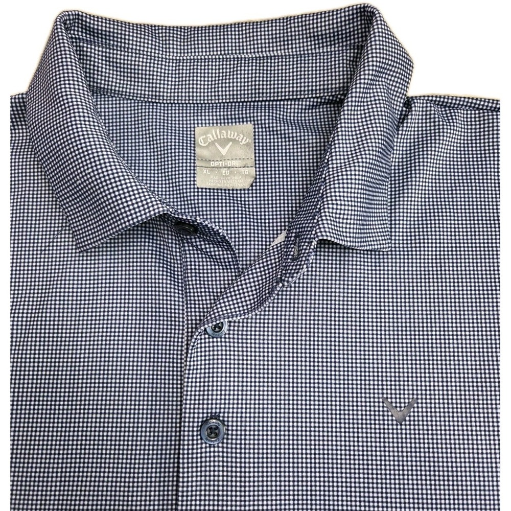 Callaway Golf Polo Mens Size XL  Performance Blue Check Shirt Casual‎ Opti Dry